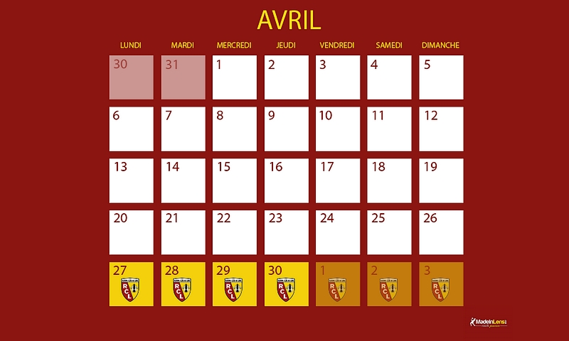 Semaine confinement calendrier mil avril 3