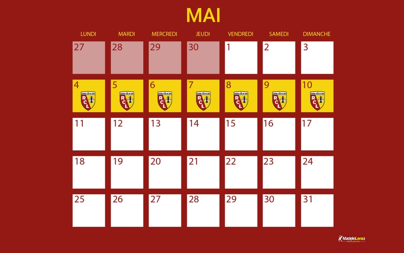 Semaine confinement calendrier mil mai 1