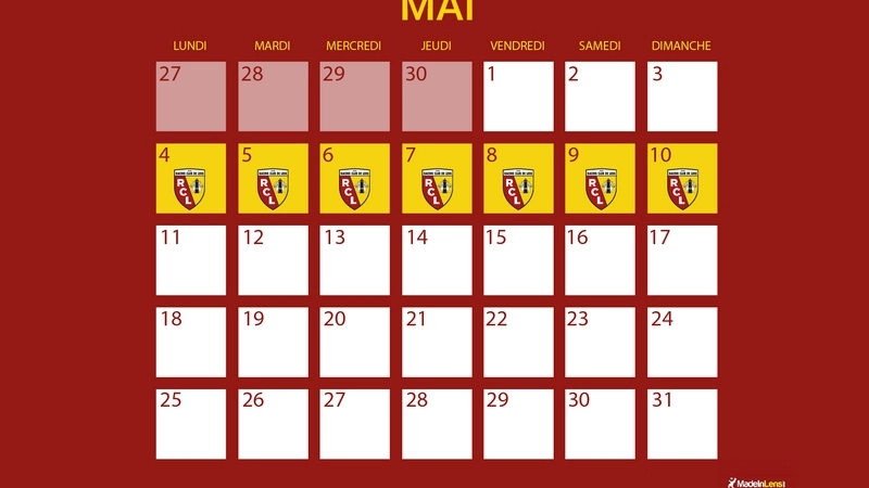 Semaine confinement calendrier mil mai