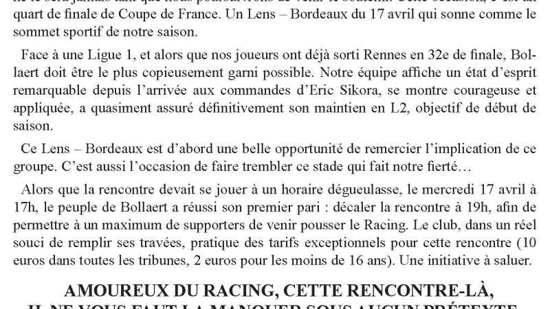 Lens Girondins Bordeaux Communique des