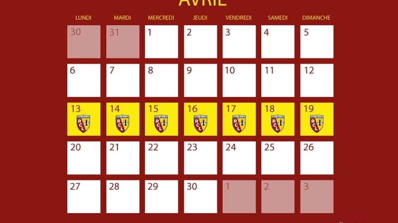 Semaine confinement alendrier mil avril