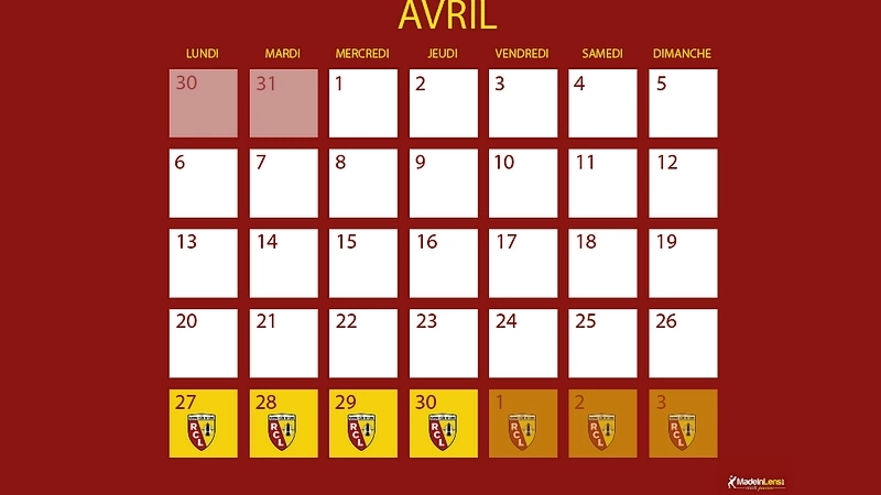 Semaine confinement calendrier mil avril